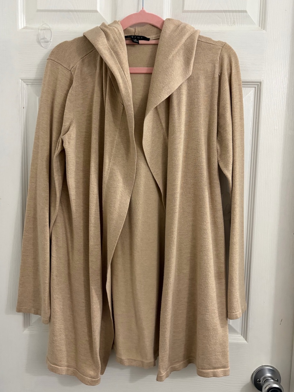 Cyrus Hooded Open-Front Cardigan Sweater - Tan size medium